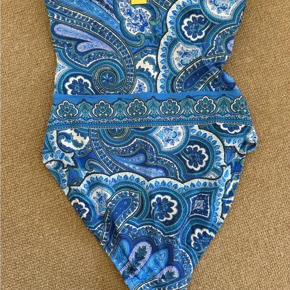 Ralph Lauren Blue Paisley One Piece Swimsuit - Picture 6 of 8